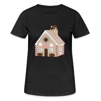 Maison en pain d’épices - T-shirt respirant Femme - noir - Devant - AI Model Female 172 light (172cm)