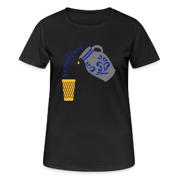 Frankfurt Bembel Gerippte - Frauen T-Shirt atmungsaktiv - Schwarz - Vorne - AI Model Female 172 light (172cm)