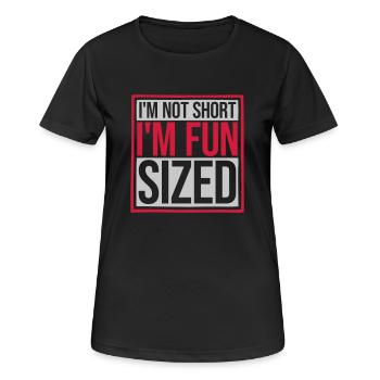 Not short fun sized - Frauen T-Shirt atmungsaktiv - Schwarz - Vorne - AI Model Female 172 light (172cm)