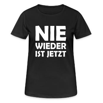 Nie wieder ist jetzt - Frauen T-Shirt atmungsaktiv - Schwarz - Vorne - AI Model Female 172 light (172cm)