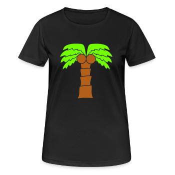 Palme Insel Baum Strand Urlaub Kokosnuss Meer Cool - T-shirt respirant Femme - noir - Devant - AI Model Female 172 light (172cm)
