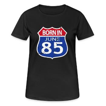 Geboren im Juni 1985 - Frauen T-Shirt atmungsaktiv - Schwarz - Vorne - AI Model Female 172 light (172cm)