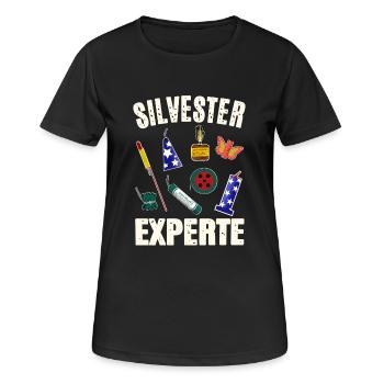 Silvester Experte - Frauen T-Shirt atmungsaktiv - Schwarz - Vorne - AI Model Female 172 light (172cm)
