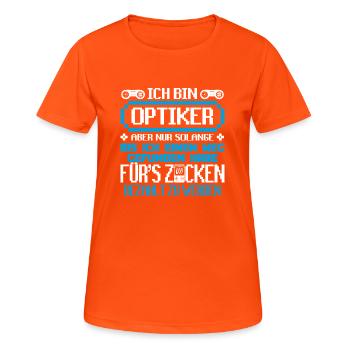 OPTIKER - Gamer - Frauen T-Shirt atmungsaktiv - Neonorange - Vorne - AI Model Female 172 dark (172cm)