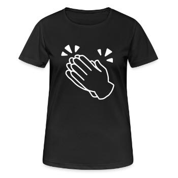 Emoji Applaudissements Sketch Blanc - T-shirt respirant Femme - noir - Devant - AI Model Female 172 light (172cm)