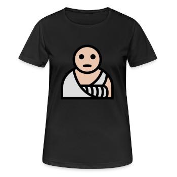 Bandage de plâtre cassé au bras - T-shirt respirant Femme - noir - Devant - AI Model Female 172 light (172cm)