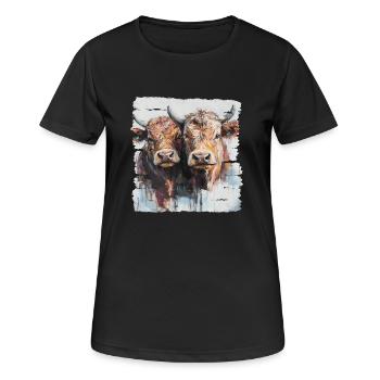 Two young bulls or two cows? - Women's Breathable T-Shirt - black - Front - AI Model Female 172 light (172cm)