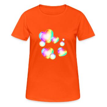 colorful soap bubbles heart shape - Women's Breathable T-Shirt - neon orange - Front - AI Model Female 172 dark (172cm)