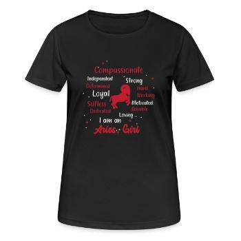 Sternzeichen Widder - Frauen T-Shirt atmungsaktiv - Schwarz - Vorne - AI Model Female 172 light (172cm)