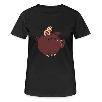sparschweini - Frauen T-Shirt atmungsaktiv - Schwarz - Vorne - AI Model Female 172 light (172cm)