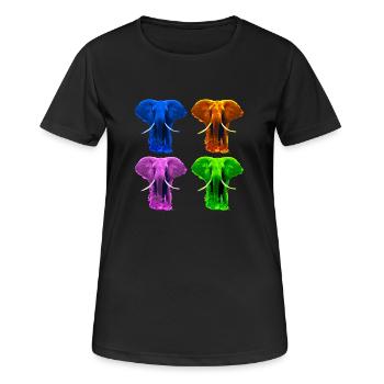 4 colorful elephants - Women's Breathable T-Shirt - black - Front - AI Model Female 172 light (172cm)