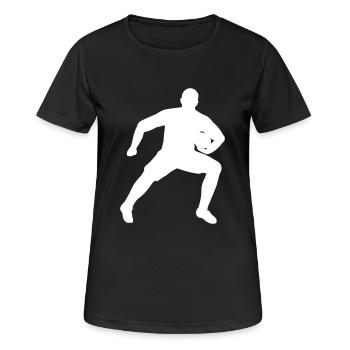 Un joueur de rugby défend le ballon - T-shirt respirant Femme - noir - Devant - AI Model Female 172 light (172cm)