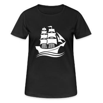 Ship 1 - Women's Breathable T-Shirt - black - Front - AI Model Female 172 light (172cm)