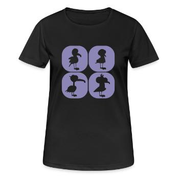 Découvrez cette fantastique chemise avec des mouettes amicales - T-shirt respirant Femme - noir - Devant - AI Model Female 172 light (172cm)
