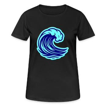 Welle Ozean - Frauen T-Shirt atmungsaktiv - Schwarz - Vorne - AI Model Female 172 light (172cm)