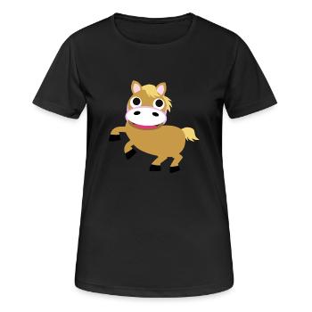 Pony - Haflinger - Frauen T-Shirt atmungsaktiv - Schwarz - Vorne - AI Model Female 172 light (172cm)