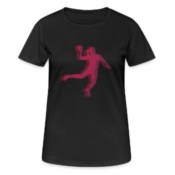 Streifenraster Handballerin 2c - Frauen T-Shirt atmungsaktiv - Schwarz - Vorne - AI Model Female 172 light (172cm)