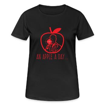 Docteur / médecin: Une pomme par jour éloigne le médecin - T-shirt respirant Femme - noir - Devant - AI Model Female 172 light (172cm)