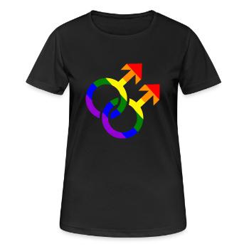 Schwul - Frauen T-Shirt atmungsaktiv - Schwarz - Vorne - AI Model Female 172 light (172cm)