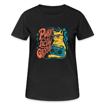 Purrfectly groovy - Women's Breathable T-Shirt - black - Front - AI Model Female 172 light (172cm)