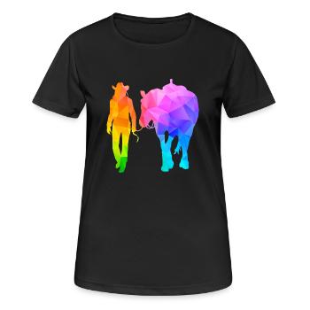 Western Lady Westernreiterin - Frauen T-Shirt atmungsaktiv - Schwarz - Vorne - AI Model Female 172 light (172cm)