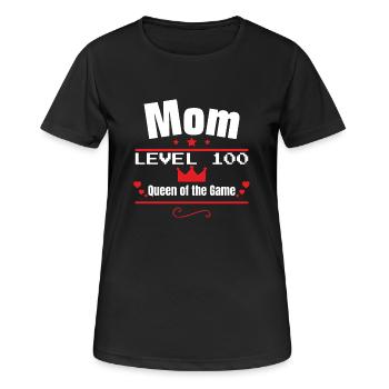 Mama Level 100: Queen of the Game, Mother's Day Gift - Women's Breathable T-Shirt - black - Front - AI Model Female 172 light (172cm)