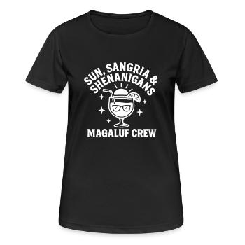 Soleil, Sangria & Shenanigans Magaluf Crew - T-shirt respirant Femme - noir - Devant - AI Model Female 172 light (172cm)