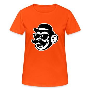 Affe Sir Mustache - Frauen T-Shirt atmungsaktiv - Neonorange - Vorne - AI Model Female 172 dark (172cm)