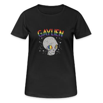 GAYS: Gay Alien - Frauen T-Shirt atmungsaktiv - Schwarz - Vorne - AI Model Female 172 light (172cm)