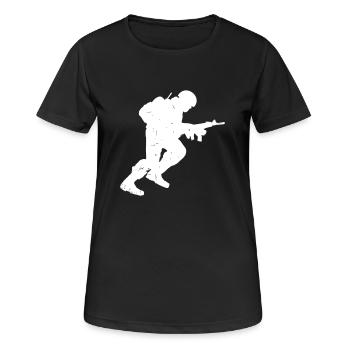 Soldier Runns War Freedom Attack Running Fighter - Women's Breathable T-Shirt - black - Front - AI Model Female 172 light (172cm)