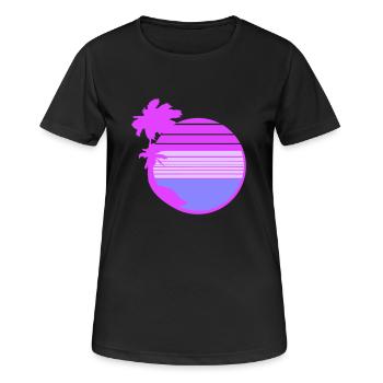 Palmen Insel Bäume Strand Streifen Meer Reise Pink - Frauen T-Shirt atmungsaktiv - Schwarz - Vorne - AI Model Female 172 light (172cm)