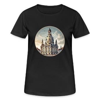 Dresdner Frauenkirche - Frauen T-Shirt atmungsaktiv - Schwarz - Vorne - AI Model Female 172 light (172cm)