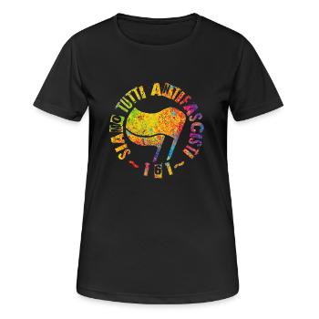 Siamo Tutti Antifascisti 161 Antifa Flags - Frauen T-Shirt atmungsaktiv - Schwarz - Vorne - AI Model Female 172 light (172cm)