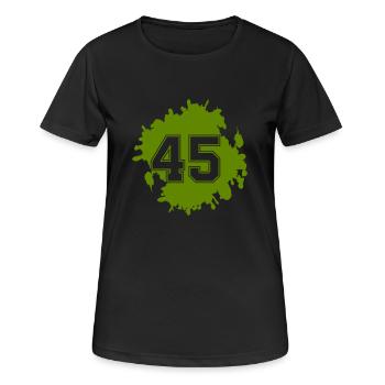 klecks 45 - Frauen T-Shirt atmungsaktiv - Schwarz - Vorne - AI Model Female 172 light (172cm)