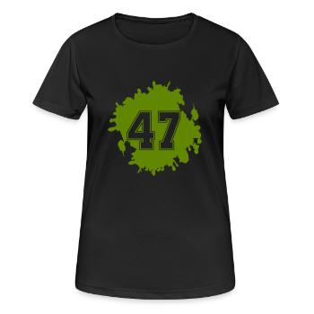 klecks 47 - Frauen T-Shirt atmungsaktiv - Schwarz - Vorne - AI Model Female 172 light (172cm)