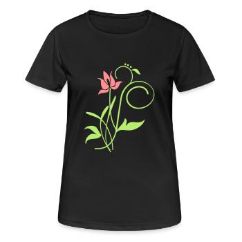 Orchidee / orchid (2c) - Frauen T-Shirt atmungsaktiv - Schwarz - Vorne - AI Model Female 172 light (172cm)