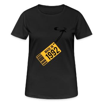 Anniversaire T-shirt 1992 - T-shirt respirant Femme - noir - Devant - AI Model Female 172 light (172cm)