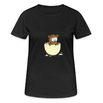 Katze aus dem ei - Frauen T-Shirt atmungsaktiv - Schwarz - Vorne - AI Model Female 172 light (172cm)