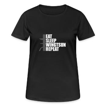 eat sleep wingtsun dummy - Frauen T-Shirt atmungsaktiv - Schwarz - Vorne - AI Model Female 172 light (172cm)