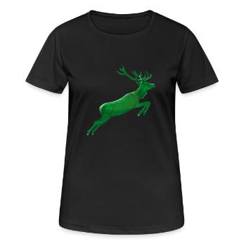 Le cerf saute dans le vert - T-shirt respirant Femme - noir - Devant - AI Model Female 172 light (172cm)