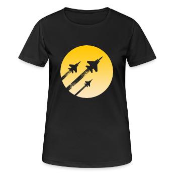Jets - Frauen T-Shirt atmungsaktiv - Schwarz - Vorne - AI Model Female 172 light (172cm)