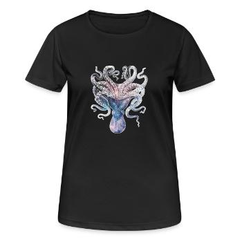 SPACE SQUID - Frauen T-Shirt atmungsaktiv - Schwarz - Vorne - AI Model Female 172 light (172cm)