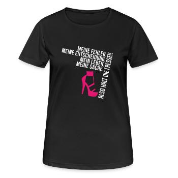 FRESSE HALTEN - Frauen T-Shirt atmungsaktiv - Schwarz - Vorne - AI Model Female 172 light (172cm)