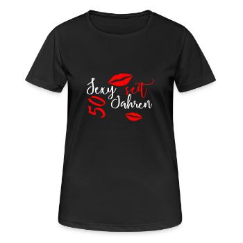 Sexy seit 50 Jahren - Frauen T-Shirt atmungsaktiv - Schwarz - Vorne - AI Model Female 172 light (172cm)