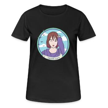 genießen Sie das Leben - das Leben genießen - Frauen T-Shirt atmungsaktiv - Schwarz - Vorne - AI Model Female 172 light (172cm)