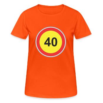 Road Sign 40 yellow - Women's Breathable T-Shirt - neon orange - Front - AI Model Female 172 dark (172cm)