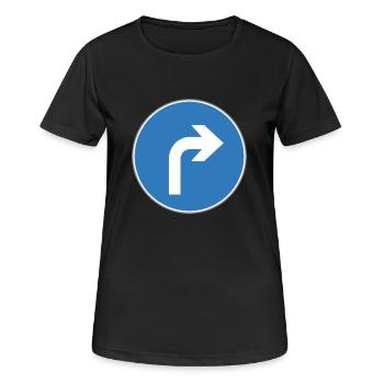 Panneau routier Virage à droite bleu - T-shirt respirant Femme - noir - Devant - AI Model Female 172 light (172cm)