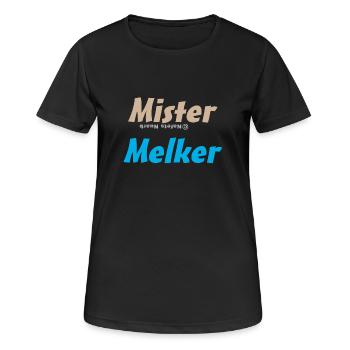 Mister Melker - Frauen T-Shirt atmungsaktiv - Schwarz - Vorne - AI Model Female 172 light (172cm)