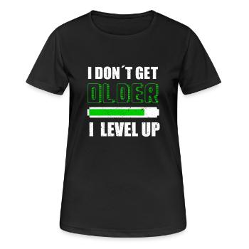 I DON´T GET OLDER I LEVEL UP - T-shirt respirant Femme - noir - Devant - AI Model Female 172 light (172cm)