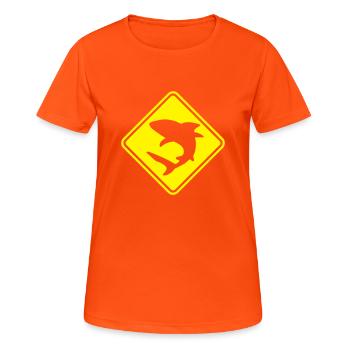 Poker Shark Warning Roadsign - Women's Breathable T-Shirt - neon orange - Front - AI Model Female 172 dark (172cm)